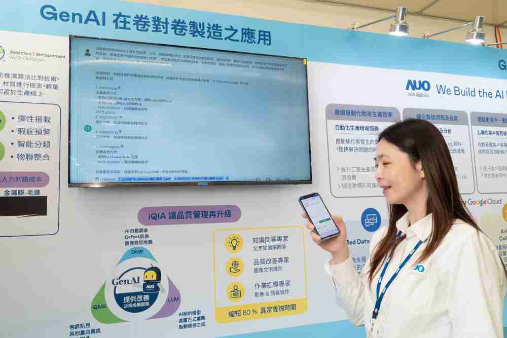 优游UB8数位积极发展数智化转型，，，，透过AI落地应用优化制造流程，，革新人力、、、生产效率与设备维护效益，，图为〝智能质量推升助手-iQIA〞（Intelligent quality improve assistant）应用情境，，协助质量管理再升级。。。。